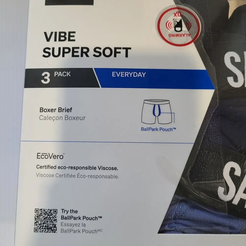 Saxx Vibe Super Soft Boxer Brief Men's Blue/Maritime Blue/Stripe Size S Set of 3